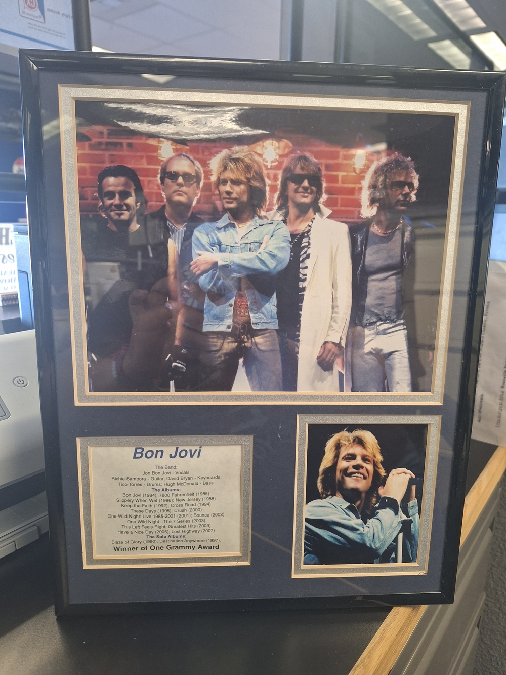 Bon Jovi Framed Band Wall Art - Black Frame with Blue Mat